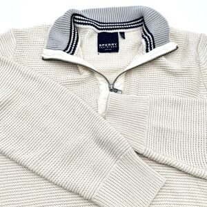 Sperry Pullover Men's XL Beige Top-Sider 1/4 Zip Knit Preppy Casual Boat Sweater